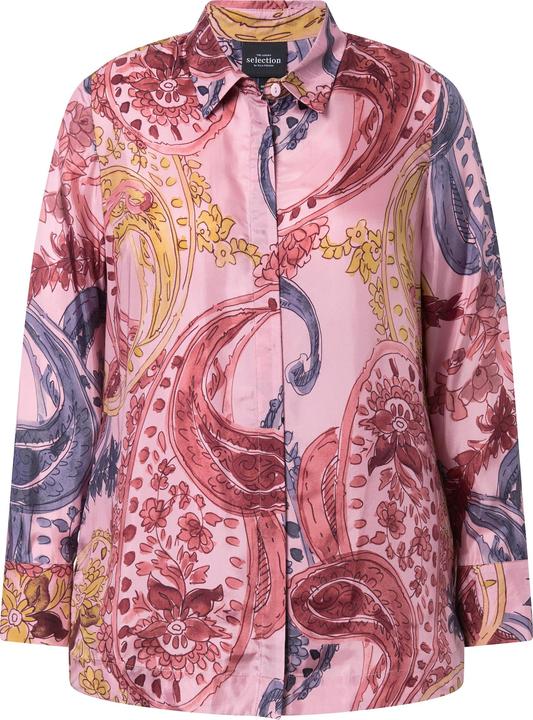 Immagine prodotto Ulla Popken Blusa con Cupro, design floreale, collo da camicia e maniche lunghe (50, 52)