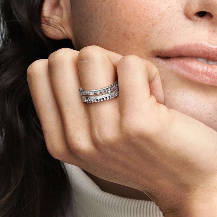 Produktbild Pandora Signature Logo Pavé & Beads Ring (54, 925 Silber)