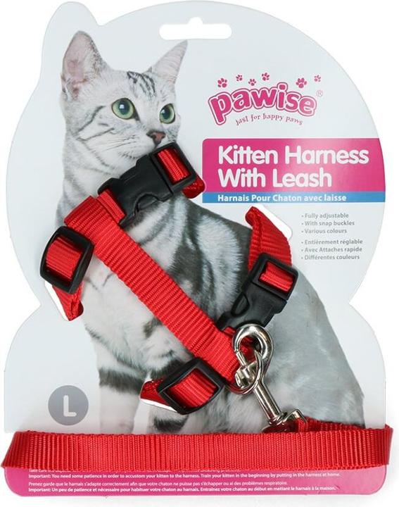 Produktbild Pawise Kitten Harness Leash-Red/Blue (L, Katze)