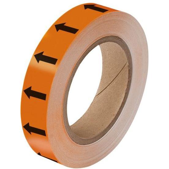 Brady, Klebeband, Markierungsband mit Richtungspfeilen, 25mm x 33m, Schwarz / Orange (25 mm)