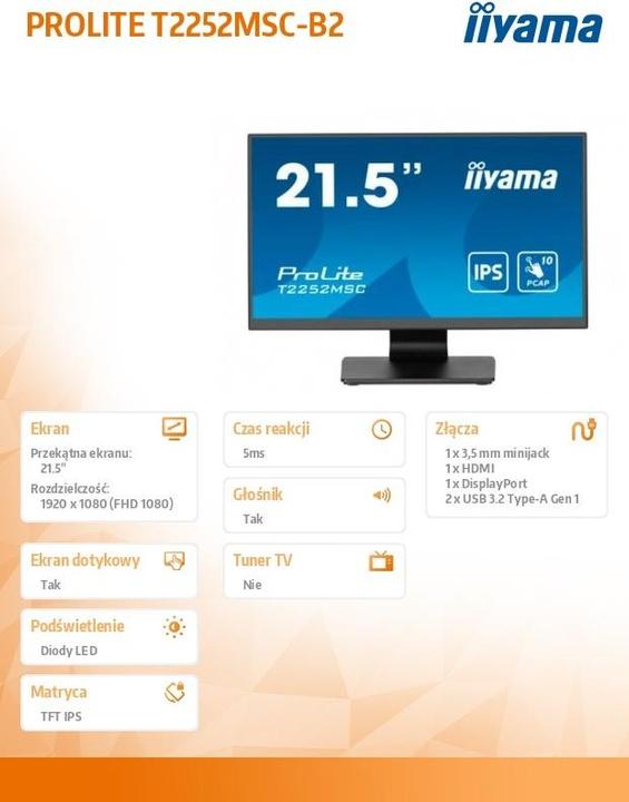 Energie-Label iiyama ProLite T2252MSC-B2 (1920 x 1080 Pixel, 21.50")