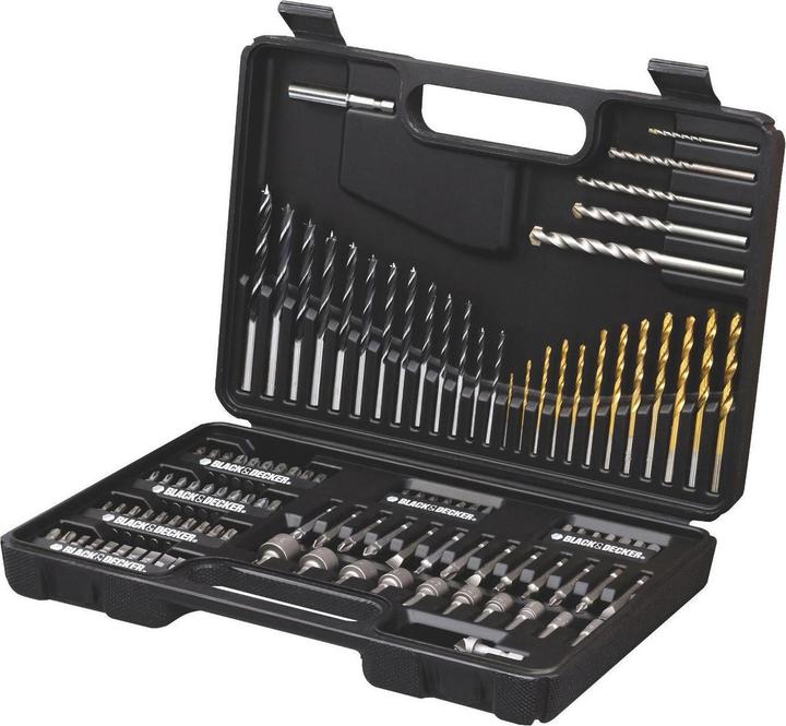 Black & Decker Bohrer& Schrauberbitset,109teilig (1.5 mm, 2 mm, 2.5 mm, 3 mm, 3.5 mm, 4 mm, 4.5 mm, 5 mm, 5.5 mm, 6 mm, 6.5 mm, 7 mm, 7.5 mm, 8 mm, 10 mm)