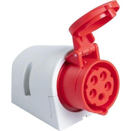 PCE, Presa di corrente, 43.030 WCD Aufputz CEE 16A - 400V - 5P - IP44 - 6h - rot