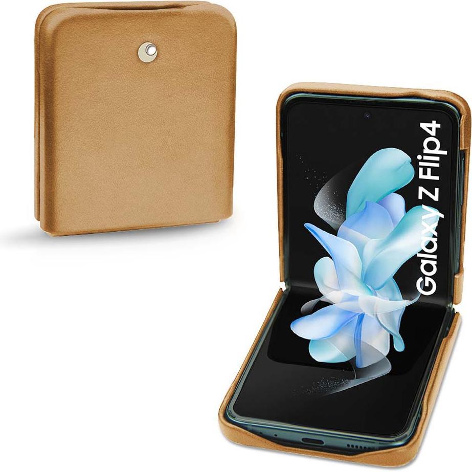 Noreve Lederschutzhülle Samsung Galaxy Z Flip4 (Samsung Galaxy Z Flip4), Smartphone Hülle, Braun