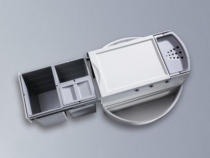 Produktbild Hailo Abfallsammler Rondo 3646131 Eckabfallsammler 3fach für 90x90 Eckunterschrank 2x 8.5 + 18 Liter (35 l)