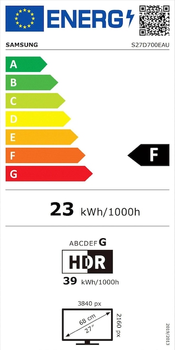 Energy Label Samsung ViewFinity S7 - S70D (3840 x 2160 Pixels, 27")
