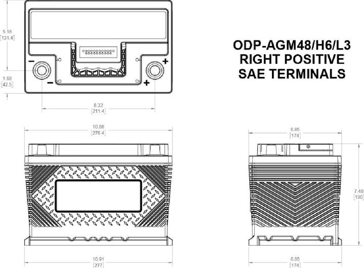 Actual product image Odyssey AGM Battery Performance Automotive (ODP) 12V 69Ah 720A (12 V, 69 Ah, 720 A)