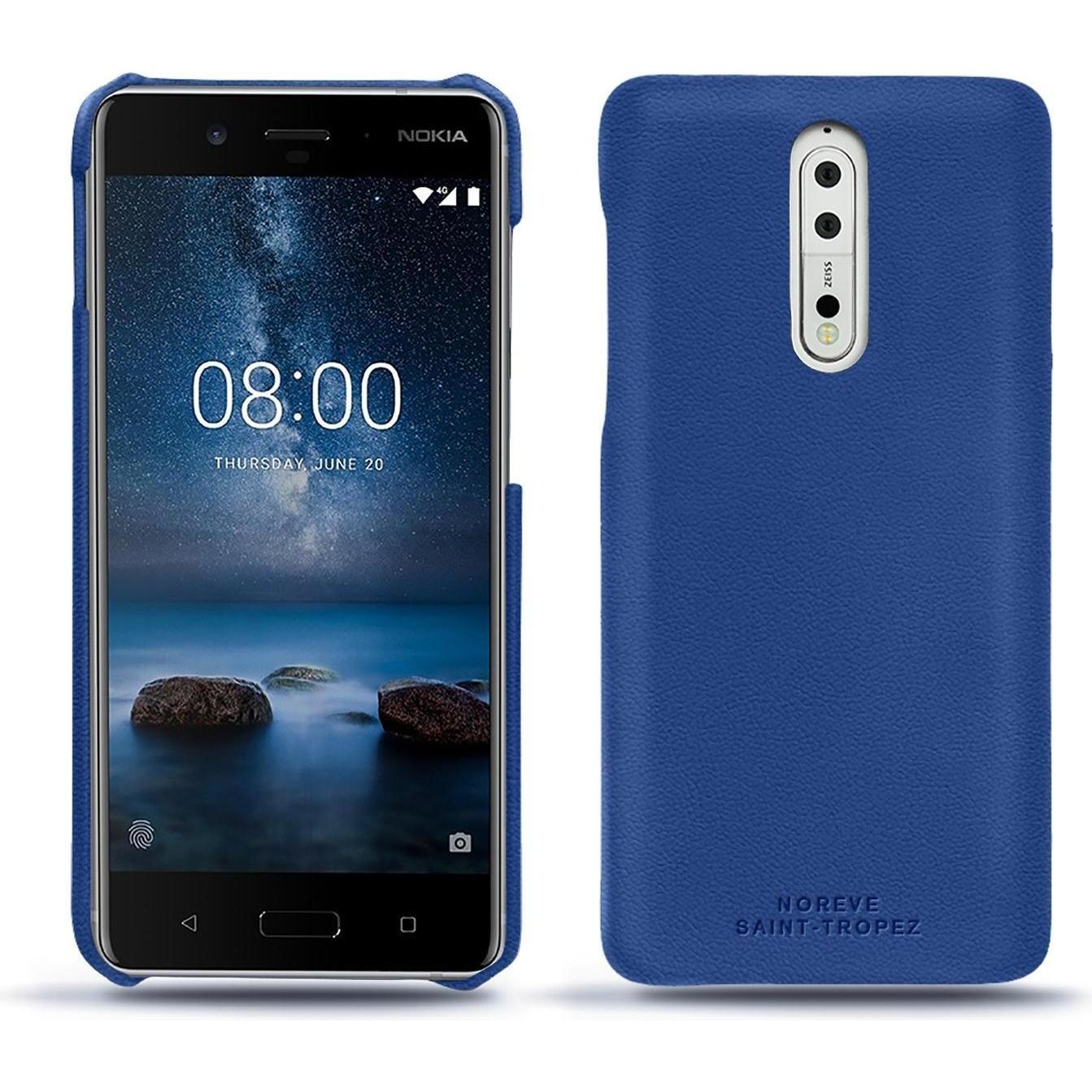 Noreve Lederschutzhülle (Nokia 8), Smartphone Hülle, Blau