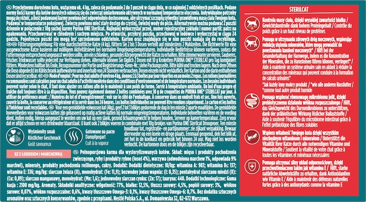 Actual product image Purina ONE Sterilcat Terrine Mit Lachs Und Karotten, Mit Truthahn Und Spinat (340 g)