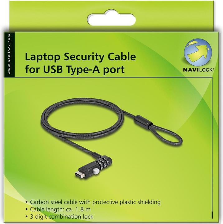 Immagine prodotto Navilock Cavo di sicurezza per notebook Delock per presa USB Tipo-A con blocco a combinazione