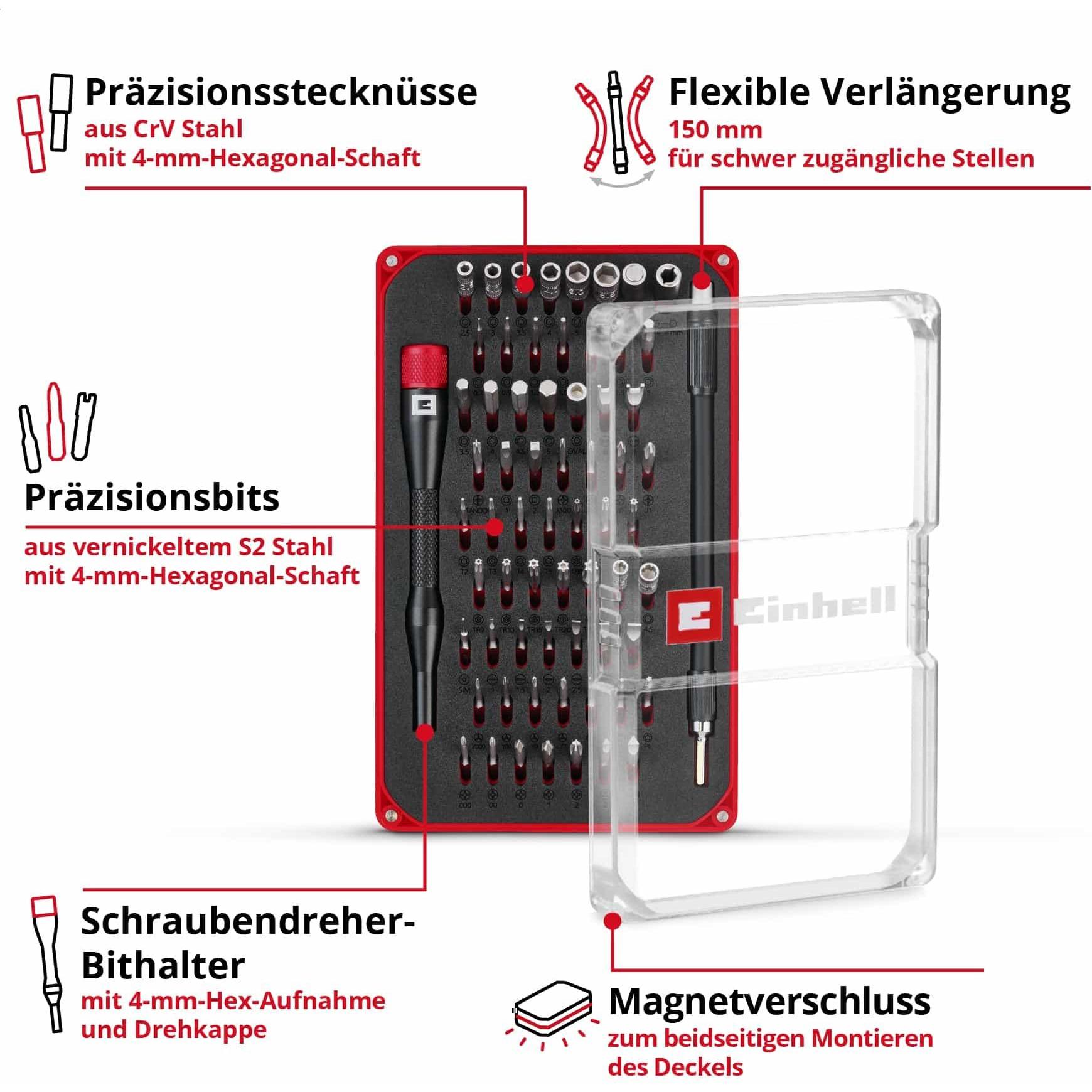 Thumbnail - Einhell, Bits, Präzisions- und Elektronik-Reparatur-Set 115030 Bit-Set 66teilig Kreuzsc (Kreuzschlitz Phillips, T-Profil...