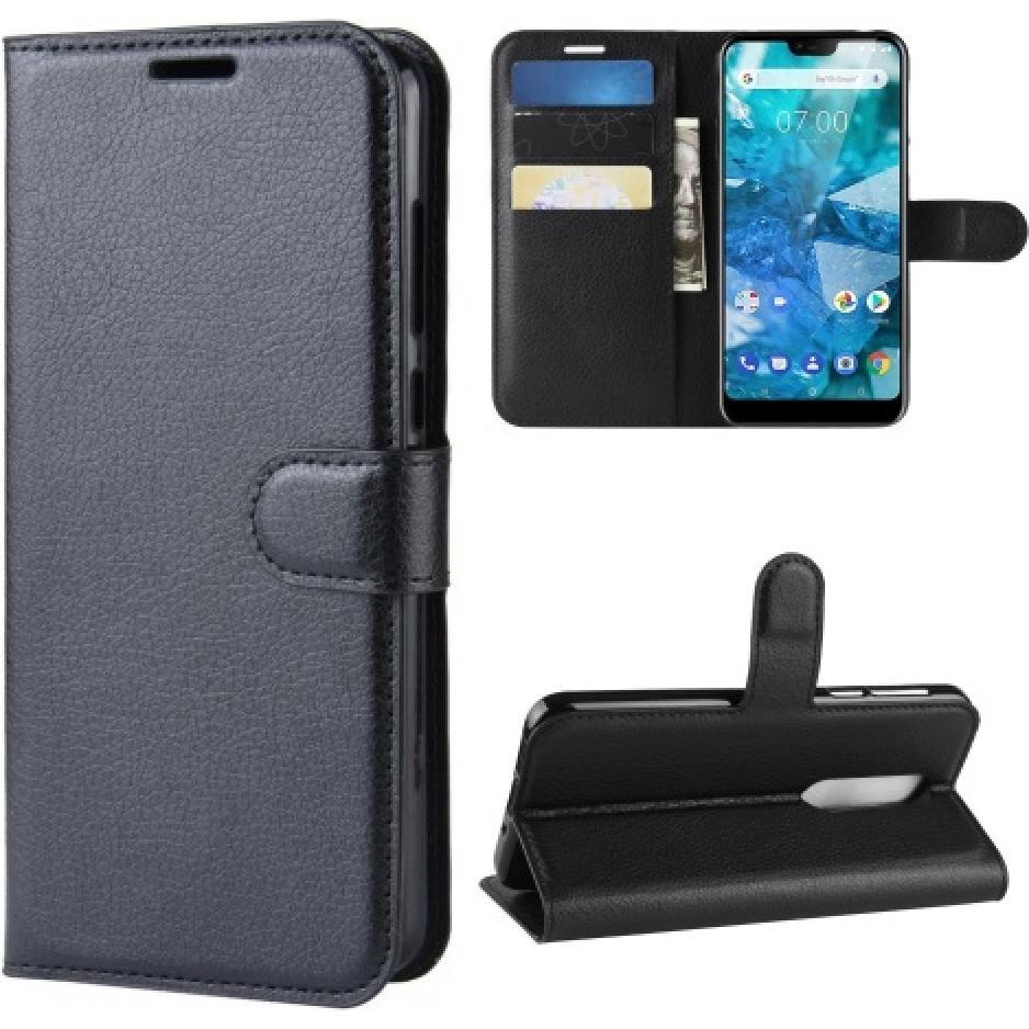 Screenguard Nokia 7.1 Leather Guard Lederhülle (Nokia 7.1), Smartphone Hülle, Schwarz