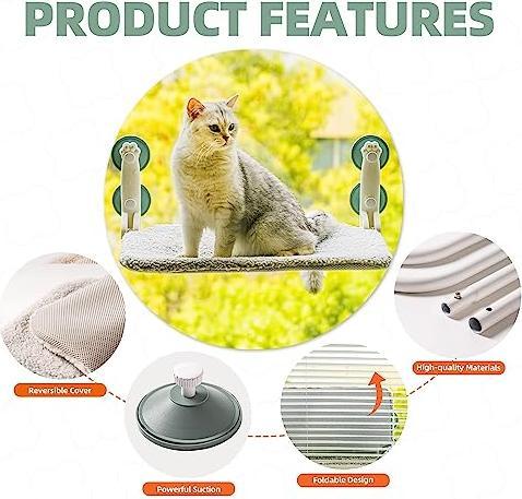 Actual product image Alopini Cat Bed Window Foldable Hammock Cat Window Cat Window Sill with Stable Suction Cups (Cat)