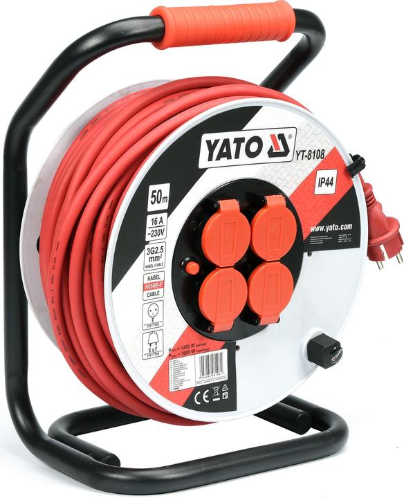 Yato YT-8108 power extension 4 AC outlet(s) Indoor/outdoor Black, Red, White (50 m, 2.50 mm²)