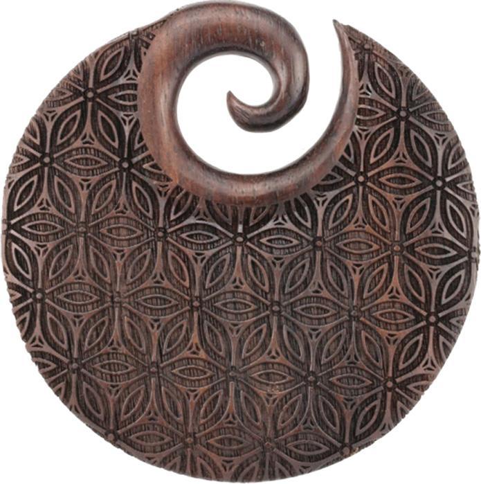 Actual product image Star Piercing Ohrgewicht Spirale Teller Mandala Blume des Lebens aus Narra Holz (without brass, Organic)