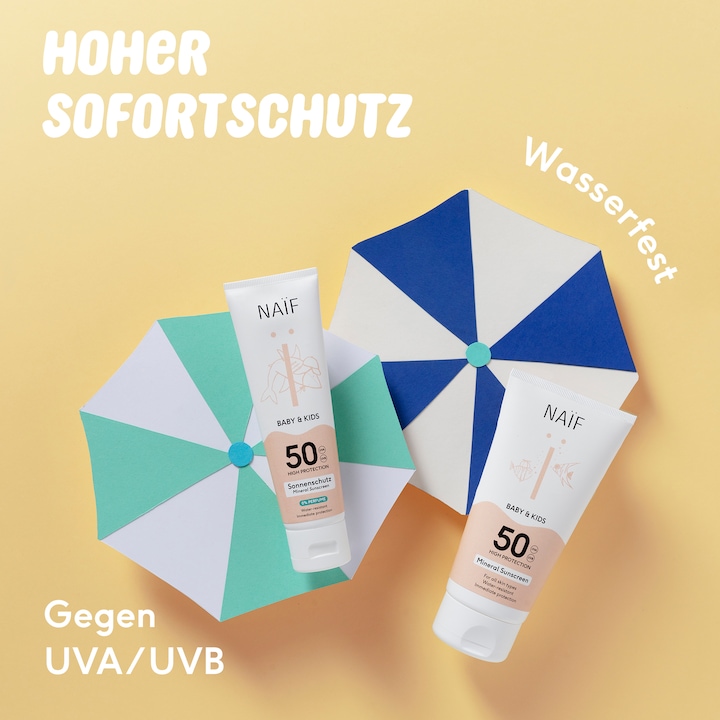 Immagine prodotto Naïf Crema solare per bambini e neonati SPF50 (Crema solare, SPF 50, 30 ml, 1 g)