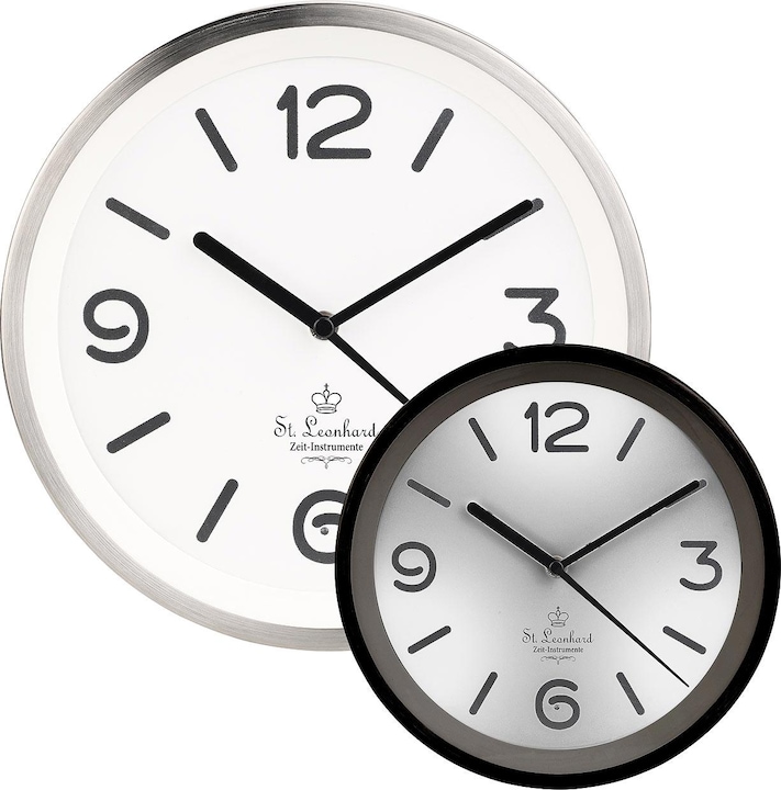 Produktbild St. Leonhard Edelstahl-Funk-Wanduhr mit Zifferblatt-Beleuchtung & Lichtsensor, weiss (25.50 cm)