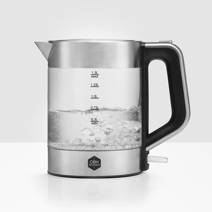 Immagine prodotto OBH Nordica Bollitore elettrico Venice Glass Acciaio inox, trasparente (1.50 l)