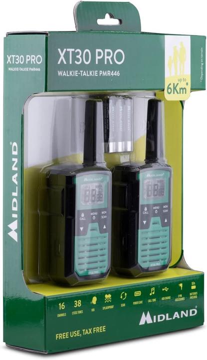 Immagine prodotto Midland XT30 PRO - Portofoonset - Walkie Talkie - PMR446 - Set da 2 pezzi - C1463 (6 km)