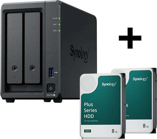 Actual product image Synology Disk Station DS725+ NAS-Server + Plus 3.5"" SATA 6Gb/s Festplatte 16 TB (2 x 8TB) (2 x 8 TB)