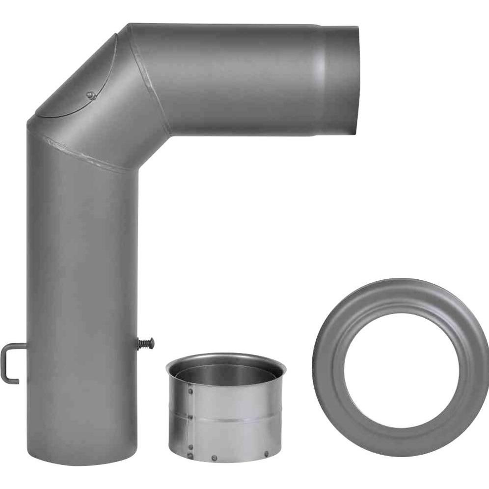 FireFix, Cheminée : accessoires, RD150/SET Kit de tuyaux de poêle en acier de 2 mm d'épaisseur (kit de tuyaux d'angle) de 150 mm de