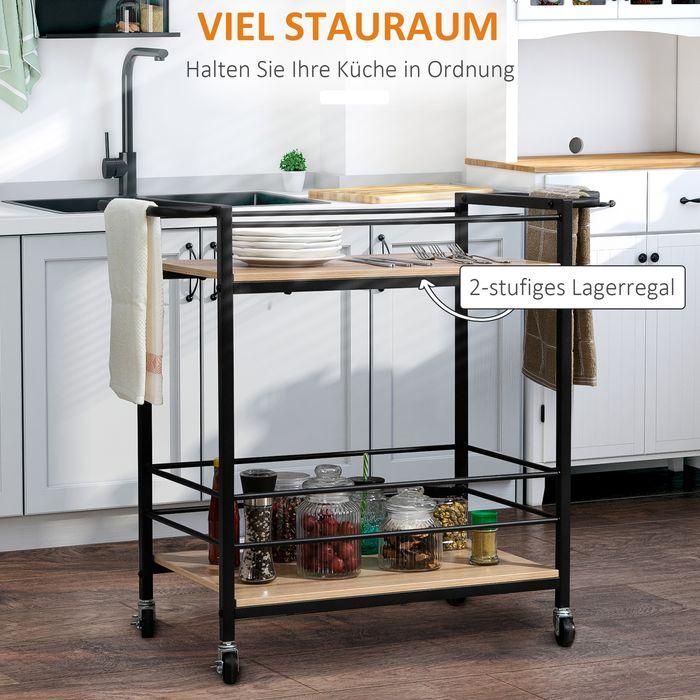 Immagine prodotto Swisshandel24 Carrello di servizio Carrello da cucina Carrello da cucina con 2 livelli e maniglia Carrello con
