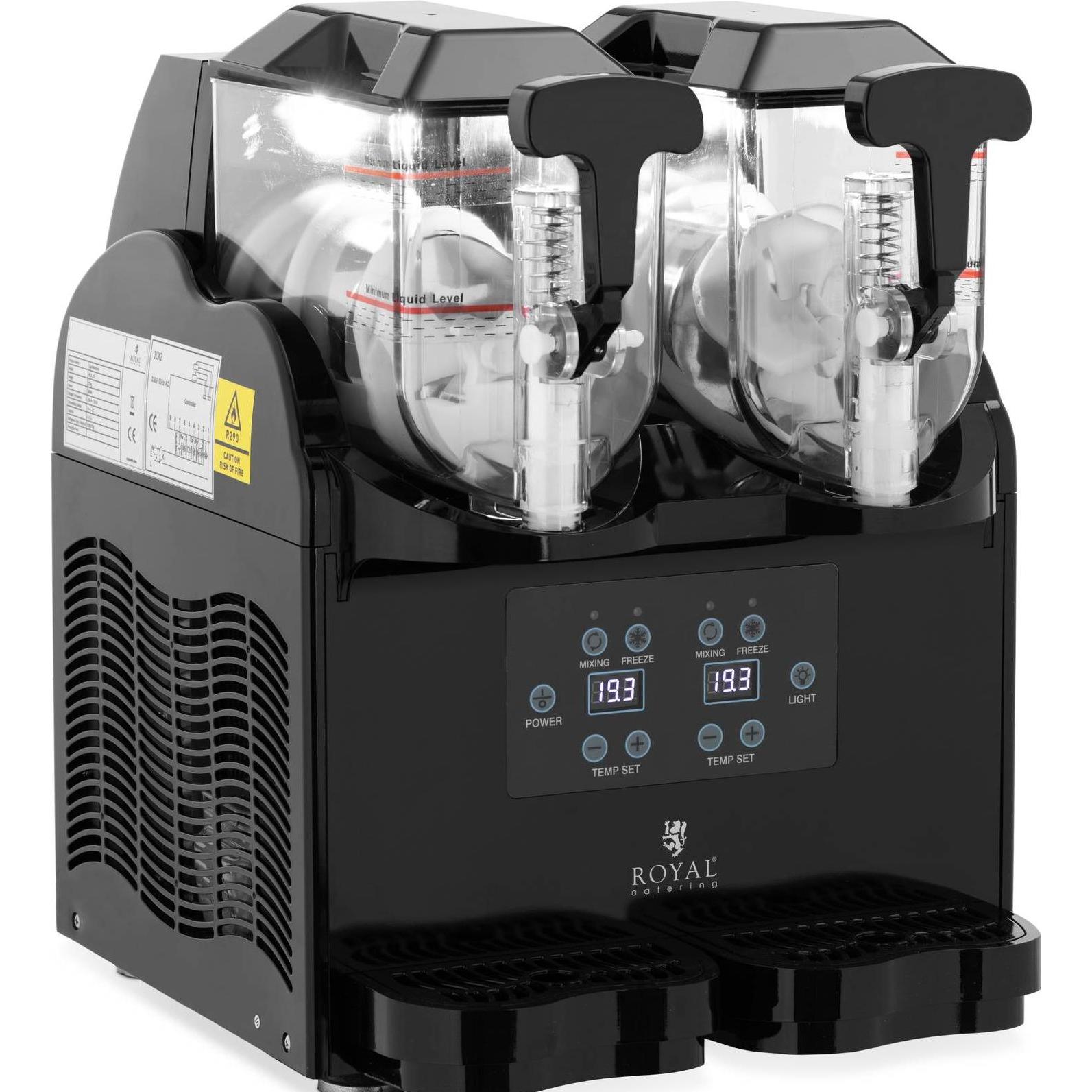 Royal Catering Slush-Maschine Slushy Maker Slush-Eismaschine Slush Ice Maschine 2 x 3 l 380 W, Eisherstellung, Schwarz
