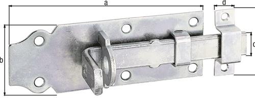 Produktbild GAH Alberts Schlossriegel mit Schlaufe montiert 120 mm gerade, verzinkt, mit EAN (Schlossriegel gerade, 1 Stk.)