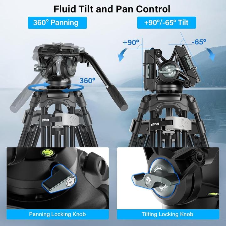 Produktbild Sirui Videostativ mit Schnellwechselmechanismus, Flüssigkopf und Stabilität für professionelle Aufnahmen (Metall)