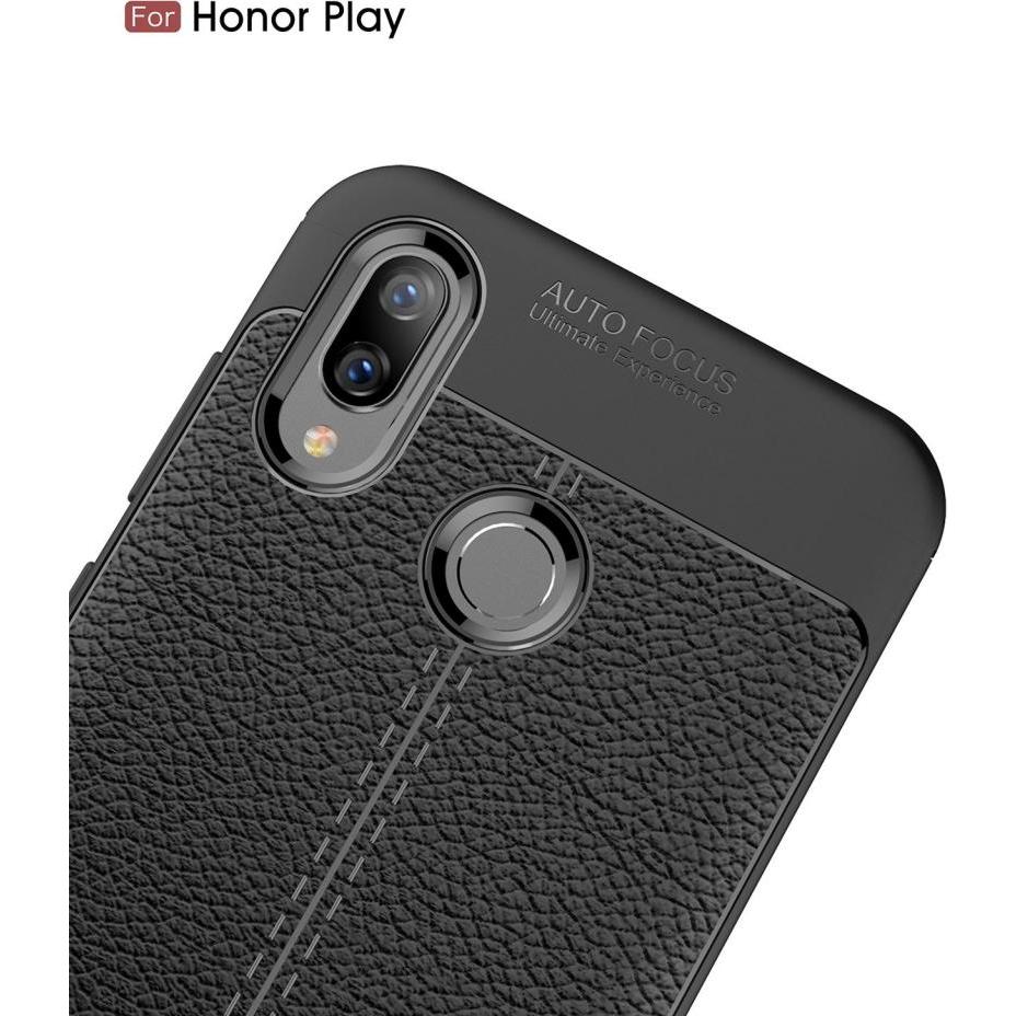 Thumbnail - Screenguard Honor Play Hülle Leather Design TPU Cover (Honor Play), Smartphone Hülle, Schwarz