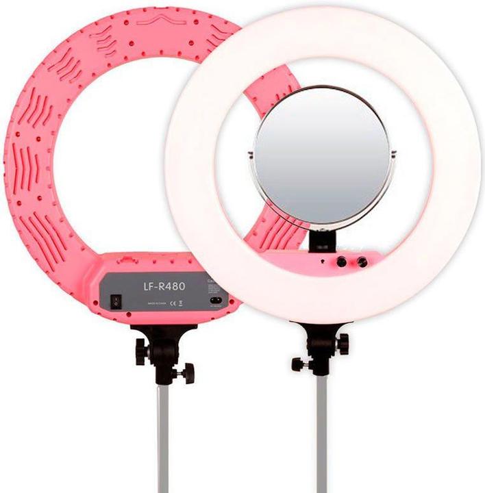 Actual product image Caruba Vlogger 18 inch round LED, Economy Set with bag Pink (Ring light)