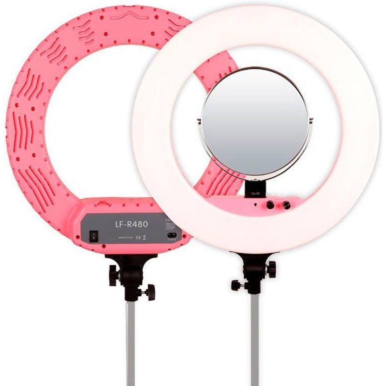 Caruba Vlogger 18 Zoll rund LED, Economy Set mit Tasche Pink (Ringleuchte), Dauerlicht, Pink