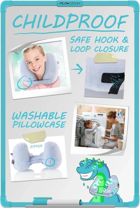 Immagine prodotto Flowzoom Cuscino AIR Kids | Cuscino gonfiabile per il collo per bambini e ragazzi (Cuscino per testa e collo)