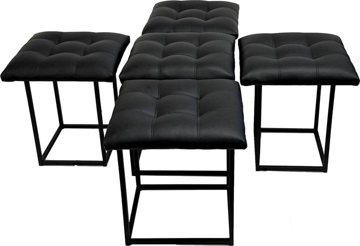 Produktbild Go Gift 5-in-1 Pouffe-Transformer - 5 Hocker in 1 Pouffe schwarzes Eco-Leder