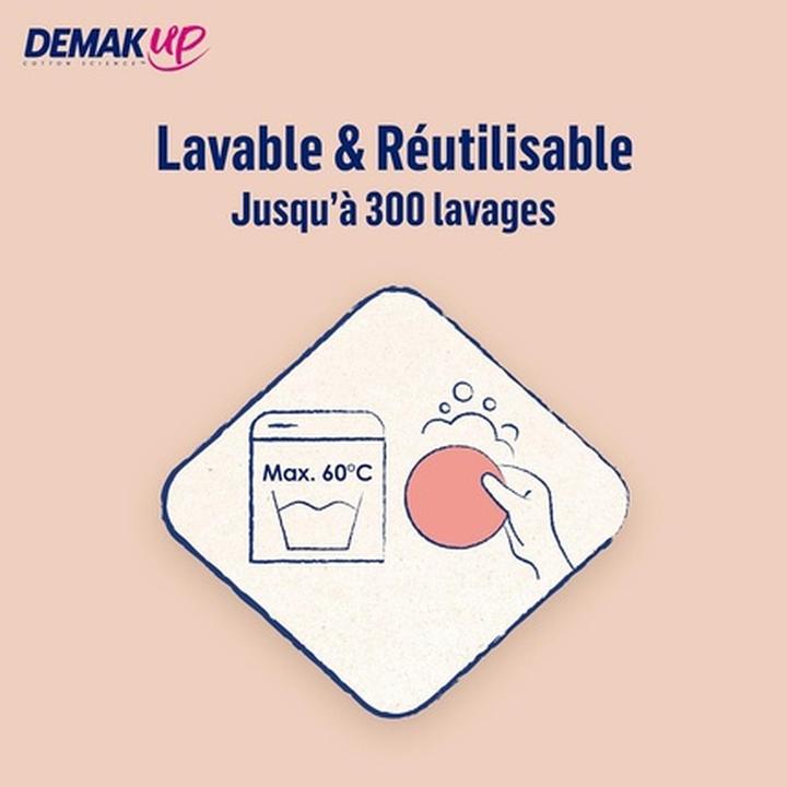 Image du produit Demak up Lingettes démaquillantes lavables et réutilisables en coton biologique (Crème nettoyante)