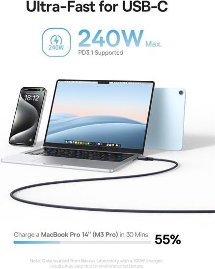 Produktbild Baseus USB-C to USB-C PicoGo, 240W, 1m (1 m, 240 W)