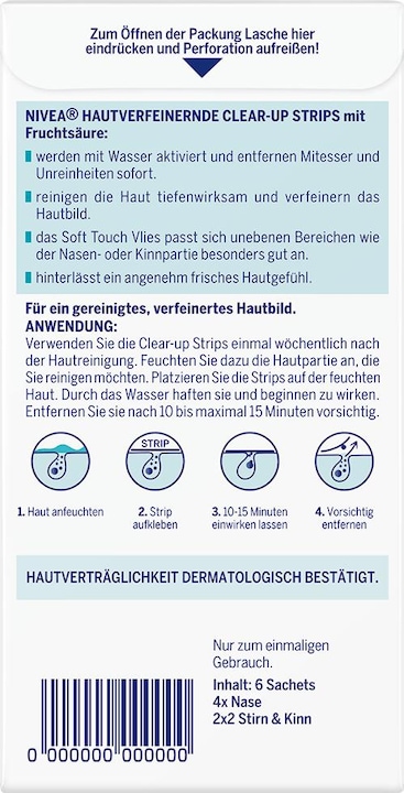 Produktbild NIVEA Hautverfeinernde Clear-up Strips (Mitesserentferner, 6000 ml)