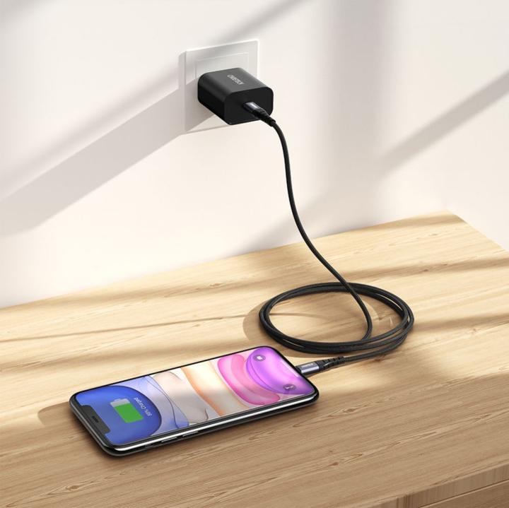 Image du produit Choetech Cordon de charge Type-C vers Lightning MFI Nylon 2m -Noir (2 m, USB 2.0, 20 W)