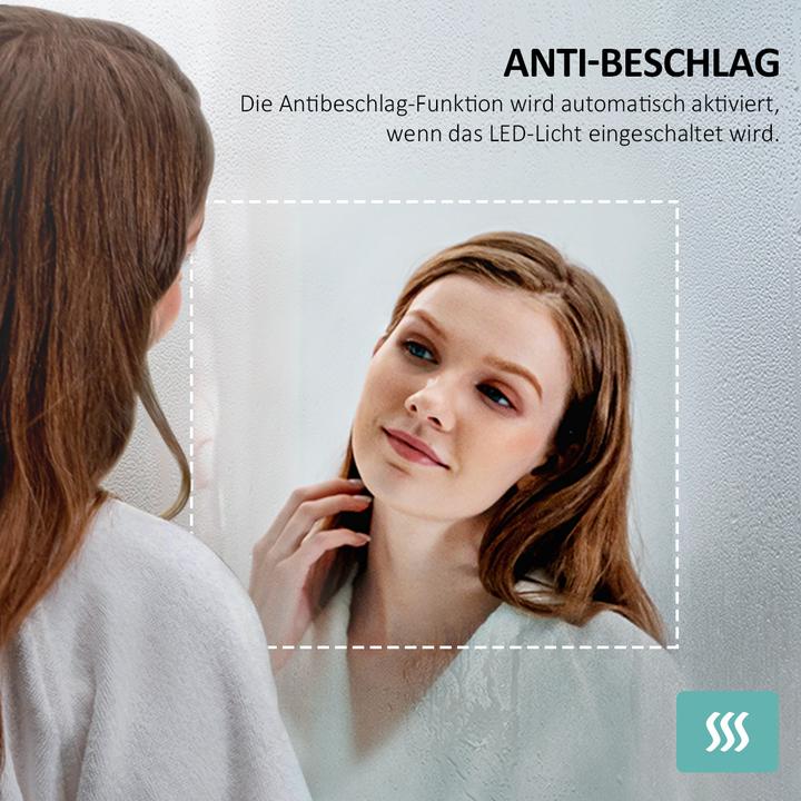 Actual product image Emke Bathroom Mirror With Lighting Φ70cm,Fog-Free, 3 Colour Temperatures (3000K-6500K)&Dimmable (80 x 60 cm)