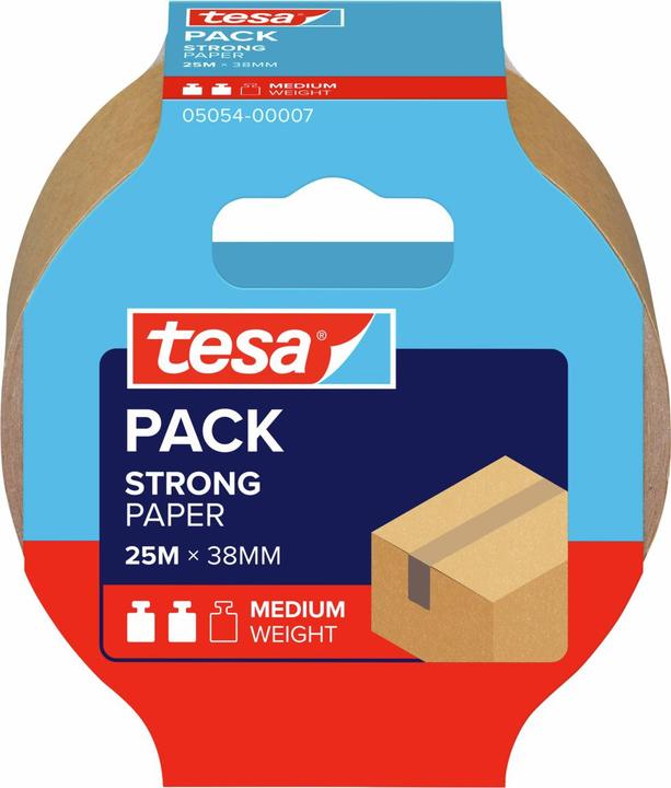 Produktbild tesa tesapack PAPER ecoLogo Packband - Umweltgerechtes Paketband aus Papier, 60 % biobasiertes Material (38 mm)