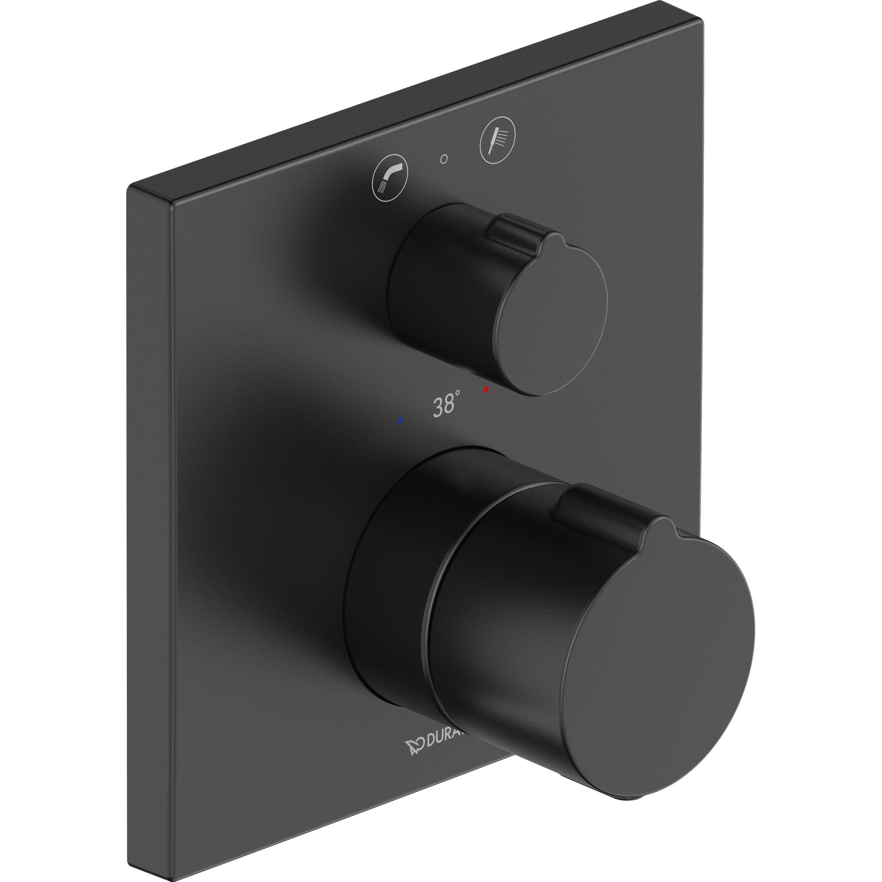 Duravit, Badarmatur, Wannenthermostat C.1 UP m Ab-/Umstellv. eckig schwarz matt