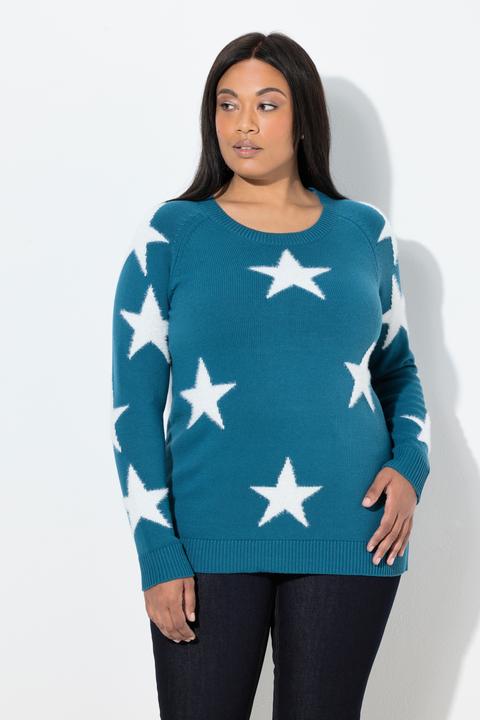 Produktbild Ulla Popken Pullover, Glitzersterne, Rundhals, Raglan-Langarm (50, 52)