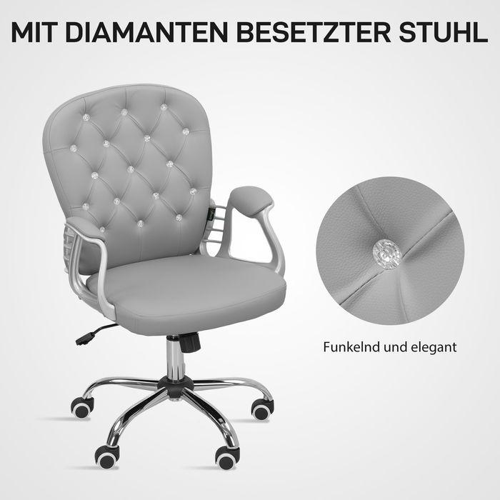 Image du produit Swisshandel24 Bürostuhl, Ergonomisch Schreibtischstuhl mit Armlehne, Gepolsterter Rückenlehne Hellgrau (49 - 58 cm)