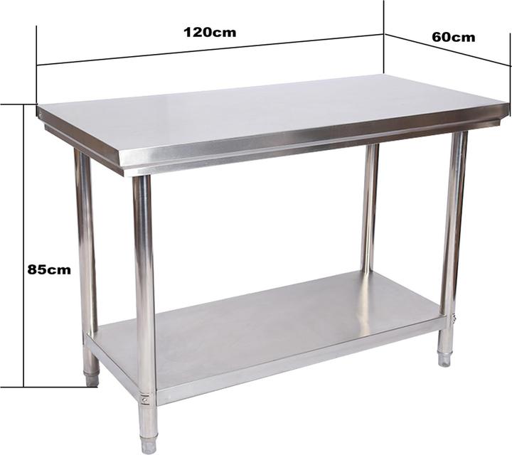 Immagine prodotto Wiltec Tavolo da lavoro in acciaio inox Tavolo in acciaio inox con ripiano per catering 120x60x85cm