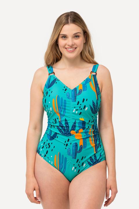 Image du produit Ulla Popken Maillot de bain, cactus, bonnets souples, anneaux fantaisie, matière recyclée (60)