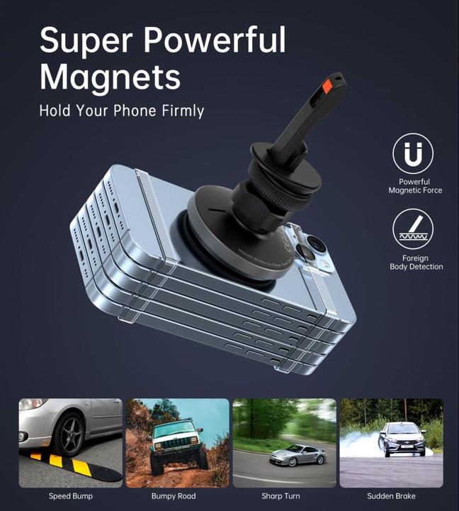 Actual product image Choetech T204-F magnetic car holder with 15W wireless charging - black