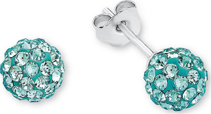 Actual product image Amor Beautiful 6 mm spherical stud earrings in aquamarine (Silver)
