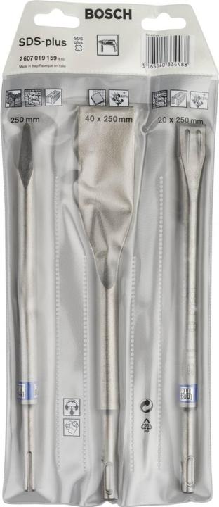 Produktbild Bosch Professional Zubehör 3-tlg. Meisselset, SDS plus, 0/20/40 mm (255 mm)