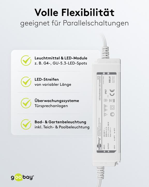 Image du produit Goobay LED-Trafo 12 V DC, 100 W, IP67