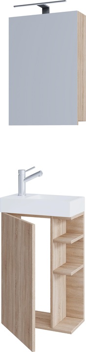Produktbild VCM 3-tlg Badmöbel Set Gäste WC Gästebad Waschplatz Waschtisch klein schmal Lumia Spiegelschrank